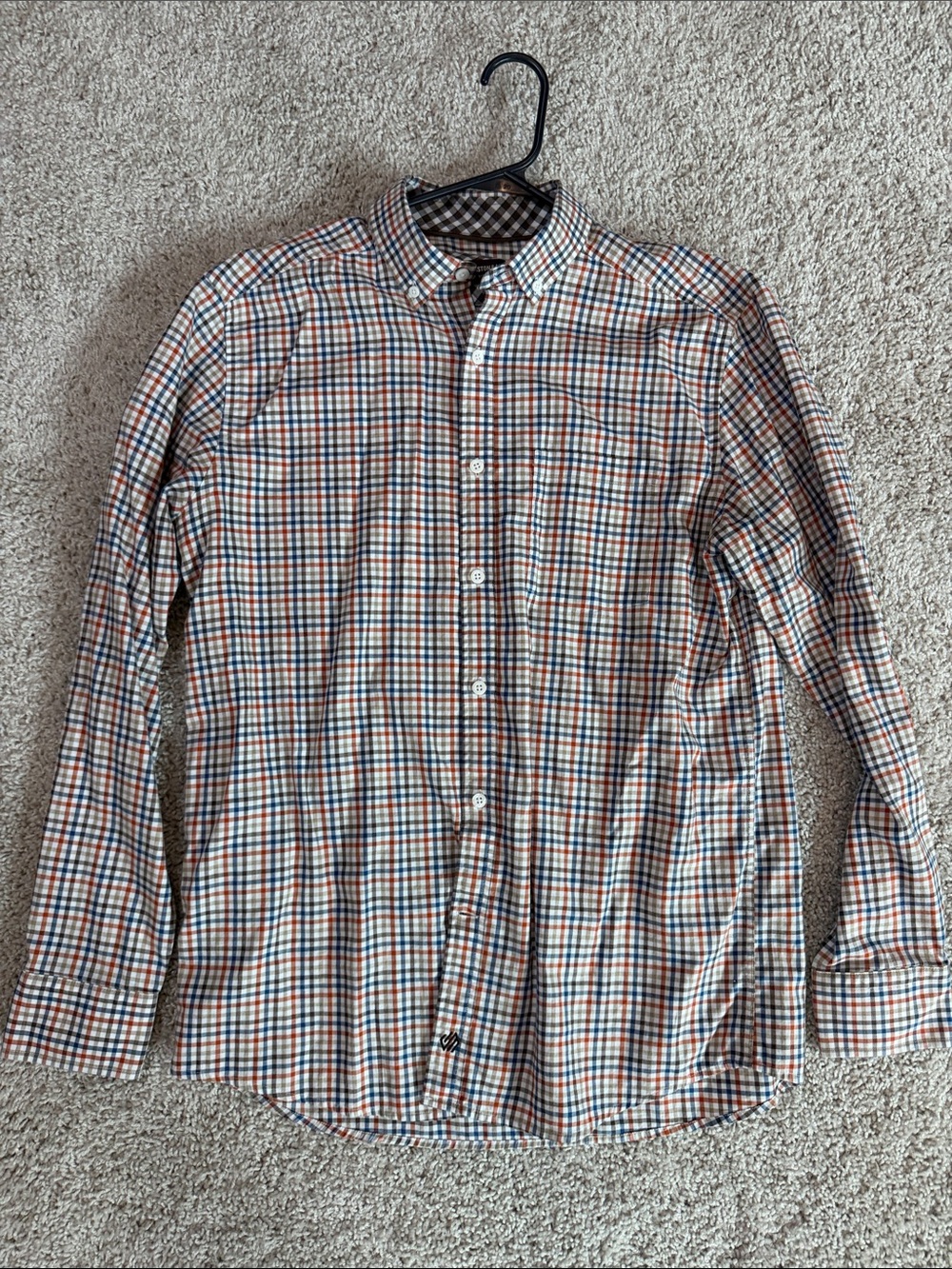 Johnston & Murphy Multicolor Plaid Button-Down Shirt (Blue, Orange, White)